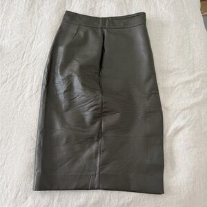 Babaton Dark Brown/olive Faux Leather Pencil Skirt